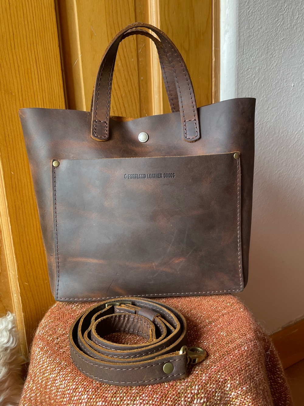 Portland Leather Mini Crossbody Tote in CANYON PLG